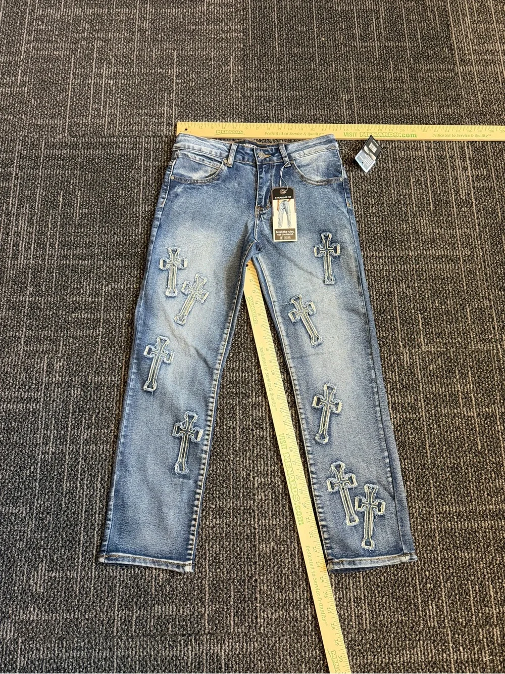 Banned Bottom Denim Cross Patches 100% Cotton Jeans Boys Size 12 NWT
